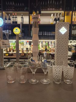 Spanish Cerveza Pint Glasses Alhambra Moritz Rosa Blanca x6