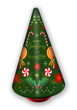 Embossed Christmas Candy Cane Musical Rotating Tree Tin – part of Lunya's Christmas 2026 range