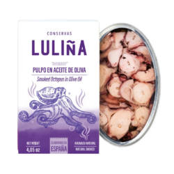 Conservas Luliña smoked octopus in olive oil – part of Lunya's Christmas 2026 range